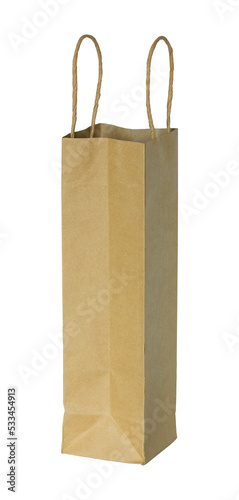 brown paper bag for wine bottles isolated with clipping path for mockup