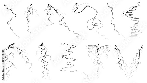 Set Black Outline Simple Line Abstract Collection Lightning Thunderstorm ABackground Light And Shine Electricity Vector Design Style