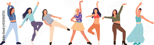 dancing women on white background isolated
