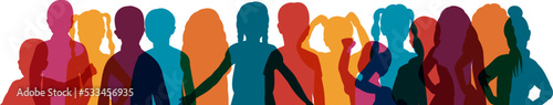 kids portrait crowd silhouette on white background isolated vector