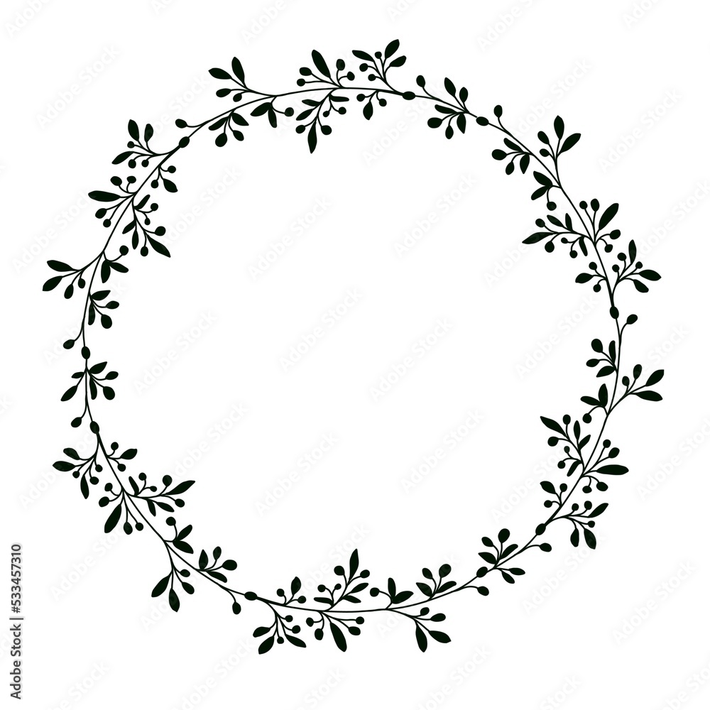Minimalism floral wreath, branch and leaves. Template for logo, labels, branding business identity, wedding invitation Minimalism floral wreath, branch and leaves. Template for logo, labels, branding business identity, wedding invitation