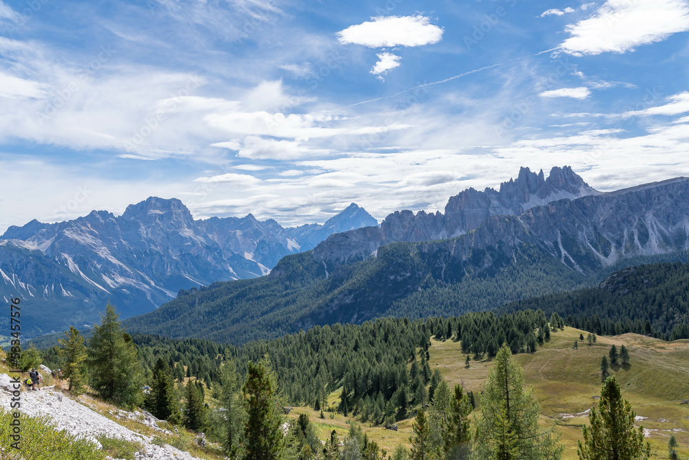 landscapes of the dolomites around cinque torri