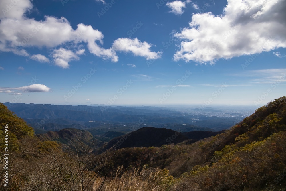 The mountains and Maebashi city to see from Mt. Akagi of the late fall, Gunma, Japan