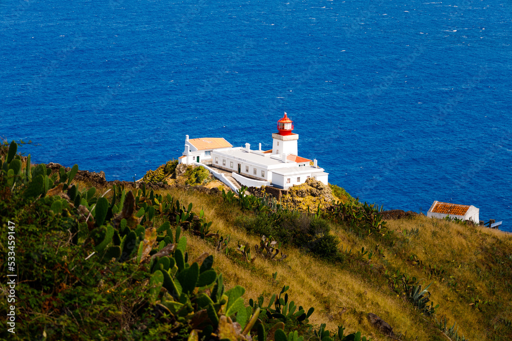 lighthouse in santa maria, azores, portugal lighthouse in santa maria, azores, portugal