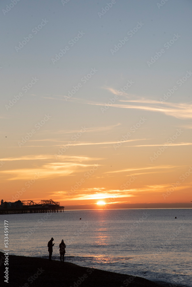 Sunrise off the coast in Brighton