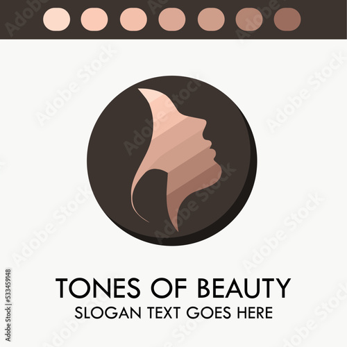 Beauty Facial Routine, Skin Tones and Color Face Treatment, Dermatology Clinic, Salon Company Logo Design