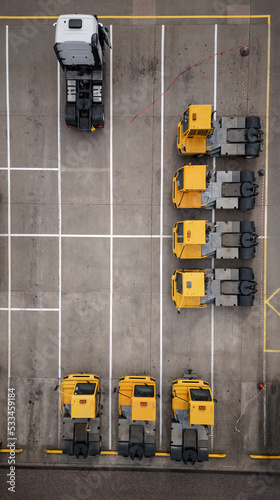 Aerial view of a logistics and transport yard