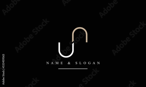 UN, NU, U, N abstract letters logo monogram