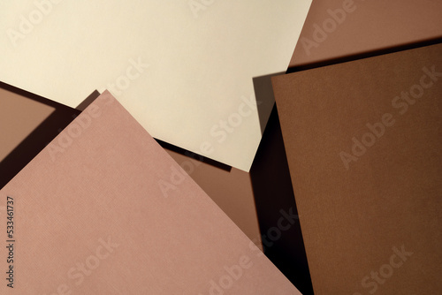 Paper for pastel overlap in beige, brown and terracotta colors for background, banner, presentation template. Creative trendy background design in natural colors. Background in 3d style.