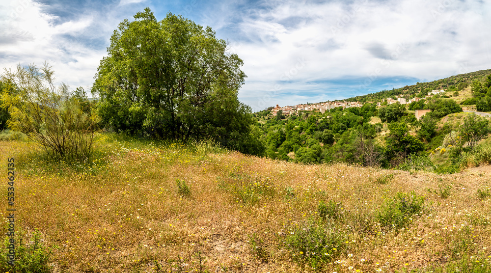 Panoramic view of the village of Paterna del Rio in the Alpujarras, Andalucia, Spain