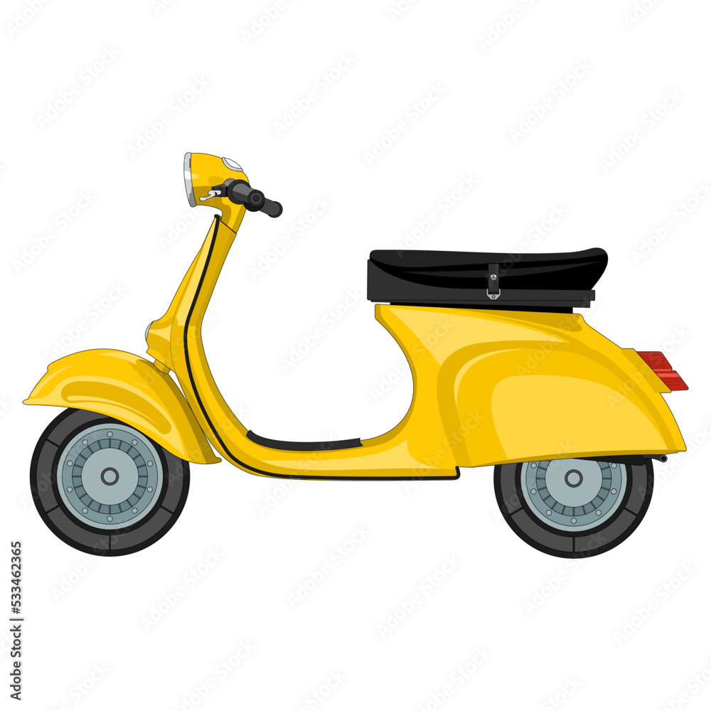 Italian scooter isolated on white background. left side view. vector illustration.