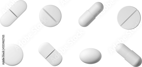 Variety of medicine pills