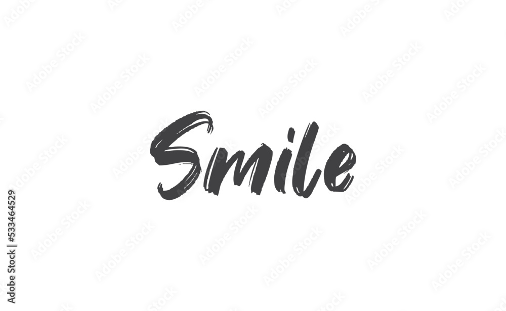 Smile text lettering, hand drawn style phrase. Positive quote. Smile text lettering, hand drawn style phrase. Positive quote.