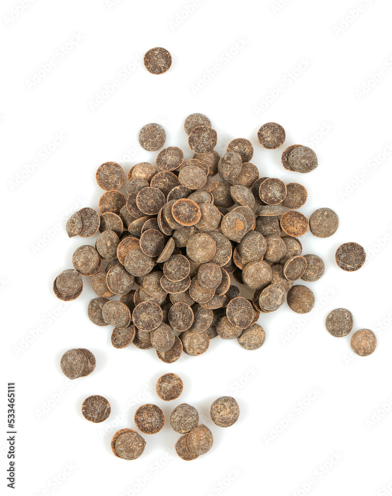 Dark hocolate morsels isolated on white background. Dark hocolate morsels isolated on white background.
