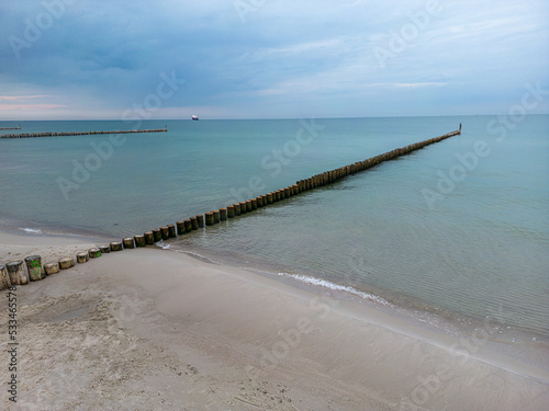 breakwater. view from drone. Hel Penisula