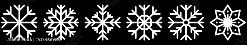 Set of snowflakes icons. Vector illustration isolated on white background