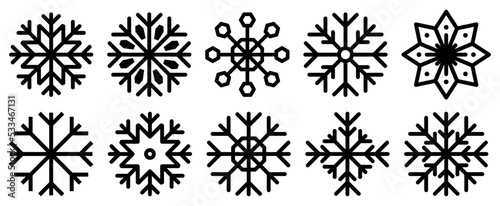 Snowflake icons collection. Vector illustration isolated on white background