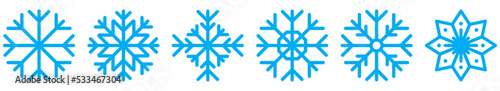 Snowflakes blue icon set. Vector illustration isolated on white background