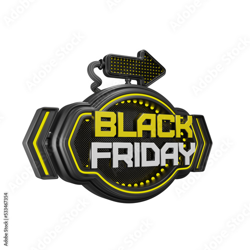 Elegant black friday banner. 3d illustration