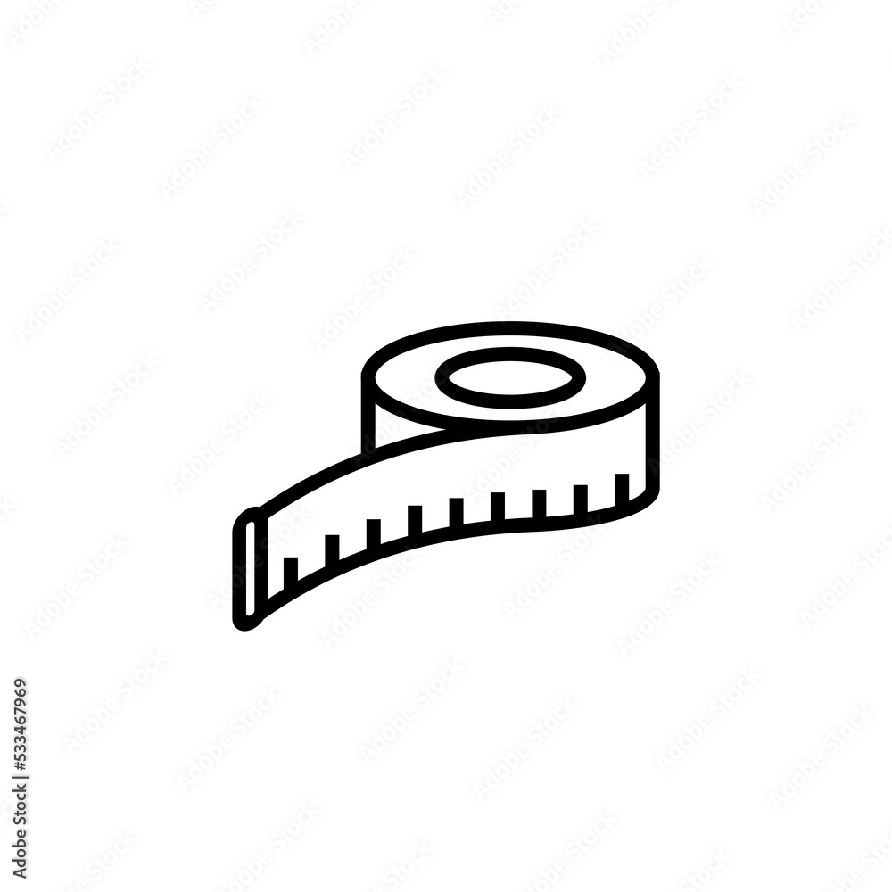 Measuring tape line icon isolated on white background