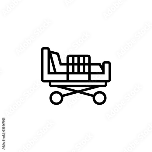 Hospital bed line icon isolated on white background