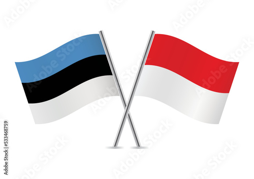 Free Download Estonia and Indonesia crossed flags. Estonian and Indonesian flags on white background. Vector icon set. Vector illustration. - GFXLoad
