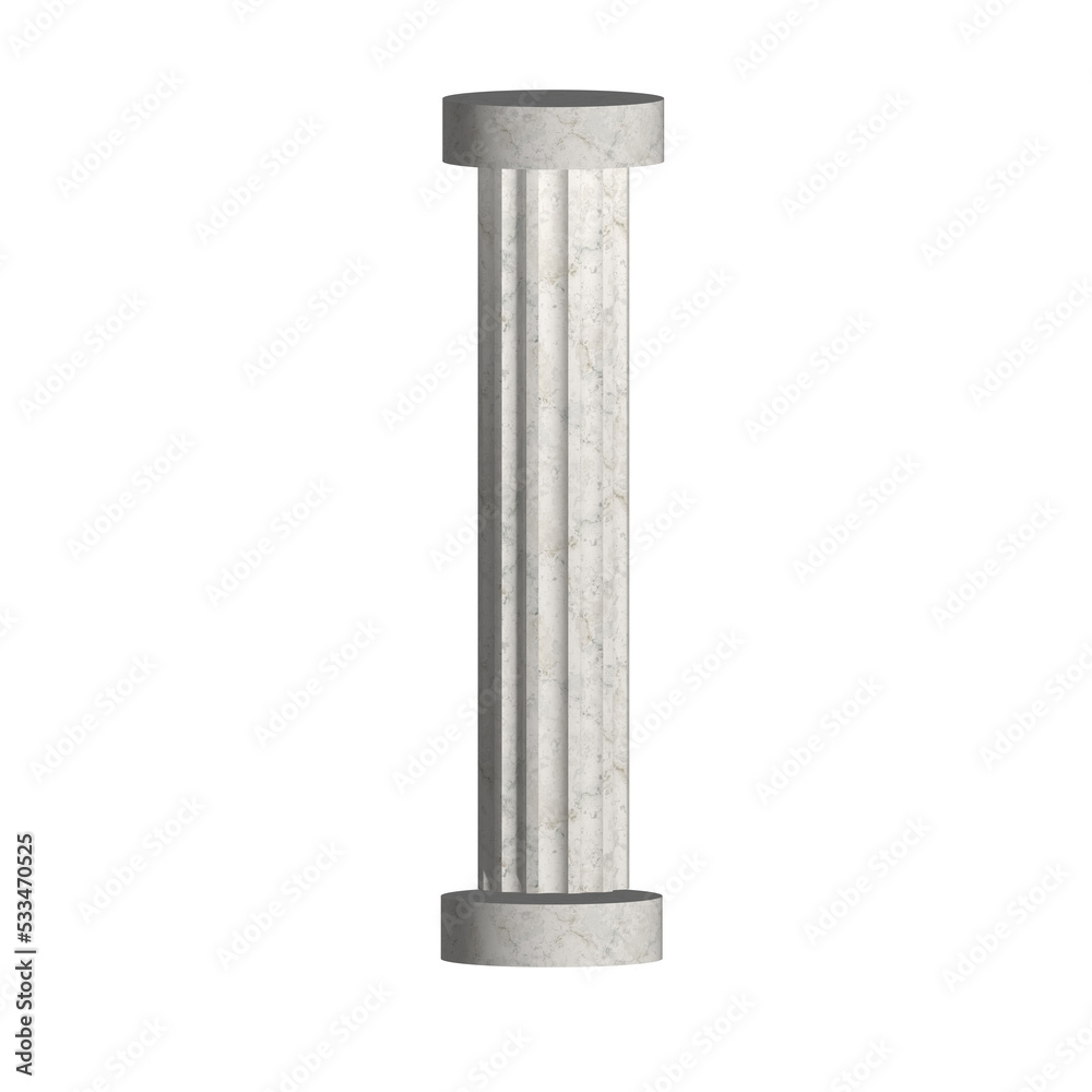 3D Realistic White marble pillar column isolated on white background. 3D Realistic White marble pillar column isolated on white background.