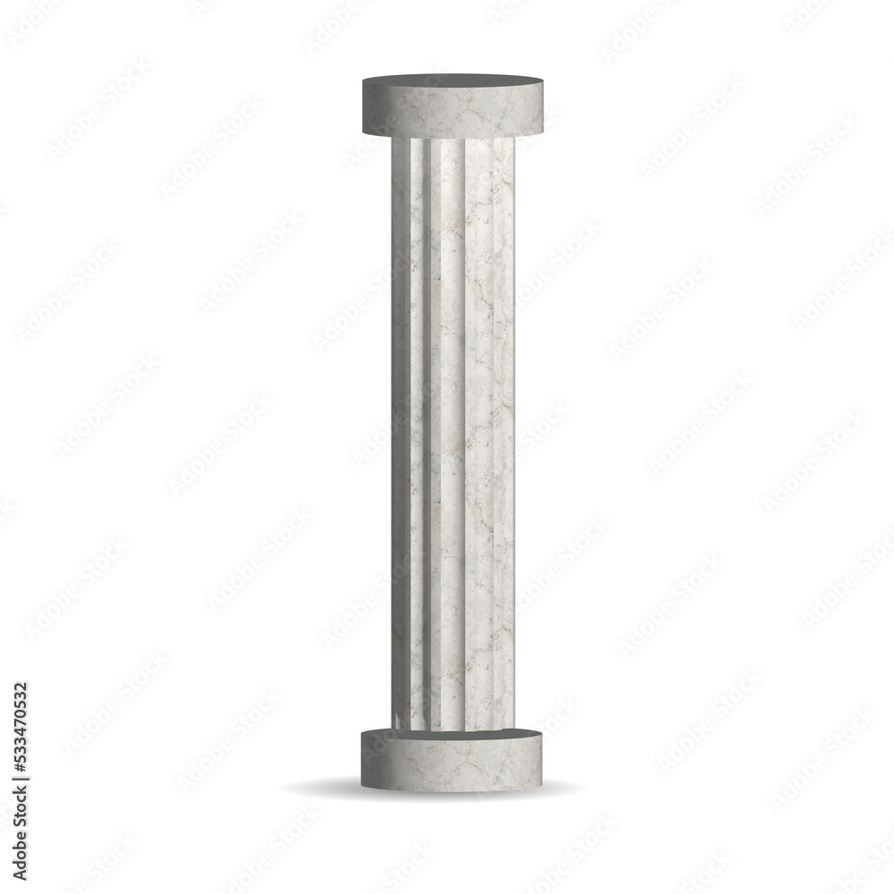 3D Realistic White marble pillar column isolated on white background. 3D Realistic White marble pillar column isolated on white background.