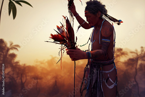 black shaman performing a ritual photo