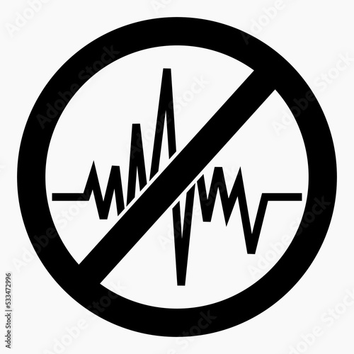 Noise ban. No noise. Volume ban. Keep quiet. Quiet. Silence. Vector icon.