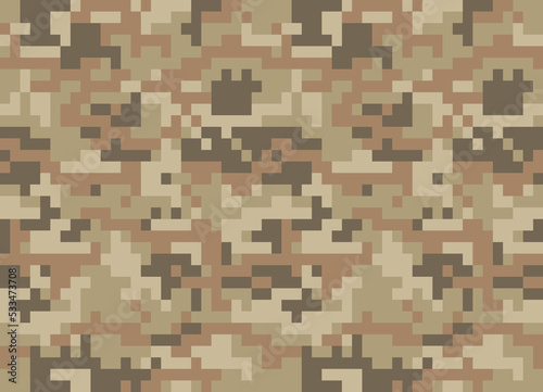 Fototapeta Naklejka Na Ścianę i Meble -  
Military pixel camouflage pattern, sand texture, endless background on textiles, army