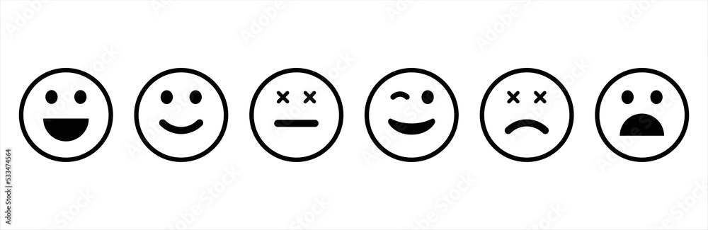 Emoticons icon set. Simple emoji collection. Vector illustration. Emoticons icon set. Simple emoji collection. Vector illustration.