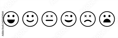 Emoticons icon set. Simple emoji collection. Vector illustration.
