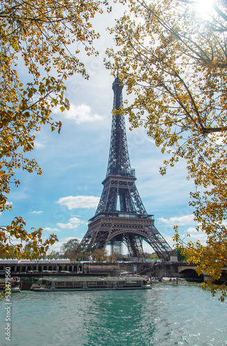Eiffel tower beautiful autumn summer photo. Selective focus.