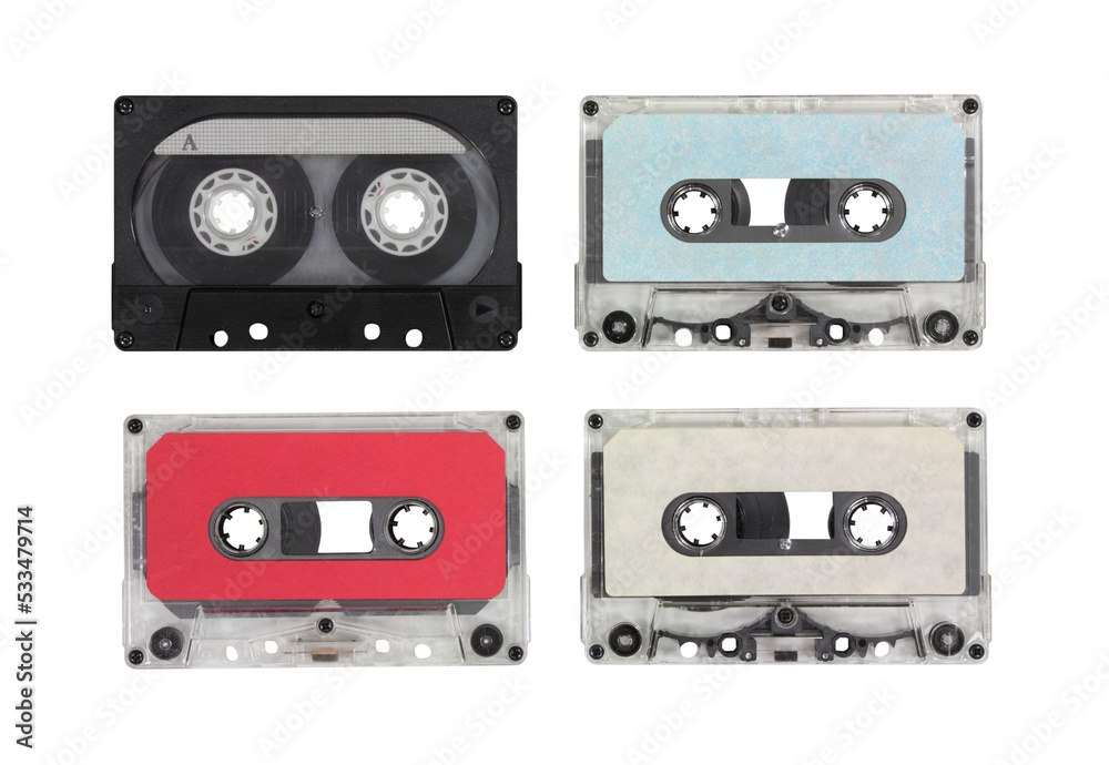 Vintage blank audio cassettes isolated