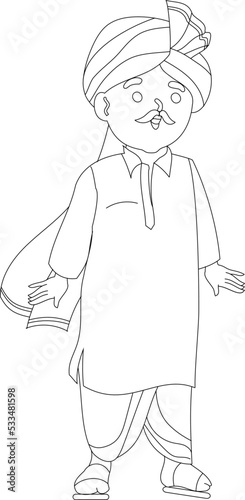 young Handsome man in Indian Traditional Maharashtrian attire, dhoti turban, and kurta
