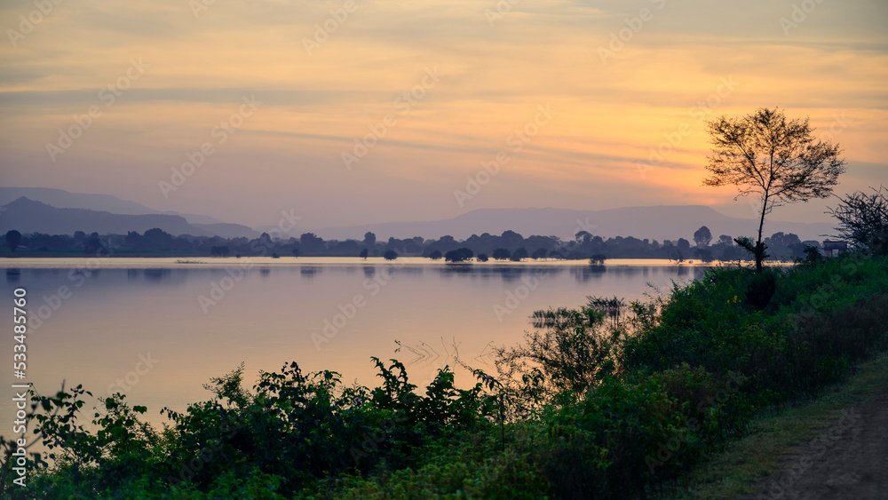 sunrise over lake