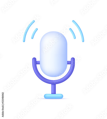 3D Microphone illustration. Audio equipment for broadcasts and interviews.