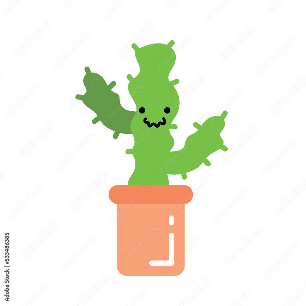 A cute cactus with a funny face. Cactus with hands in a pot. Children's drawing of a cactus. Cute print, design element for postcard, stickers, stickers, tattoos, book illustrations A cute cactus with a funny face. Cactus with hands in a pot. Children's drawing of a cactus. Cute print, design element for postcard, stickers, stickers, tattoos, book illustrations