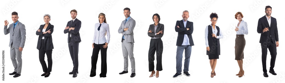 Business people set on white