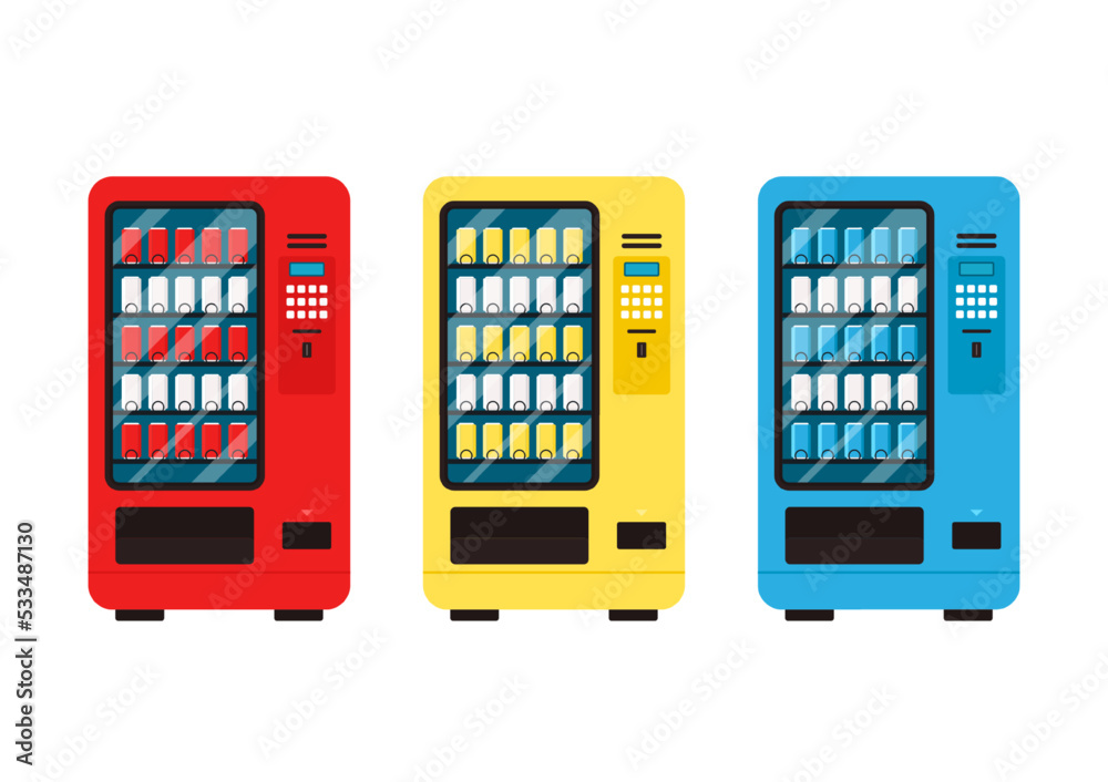 Soda vending machine icon. Vector image isolated on white background. Red drinking water vending machine Soda vending machine icon. Vector image isolated on white background. Red drinking water vending machine