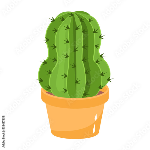 Cactus plant flat illustration, editable design 