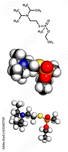 VX nerve agent molecule (chemical weapon). photo