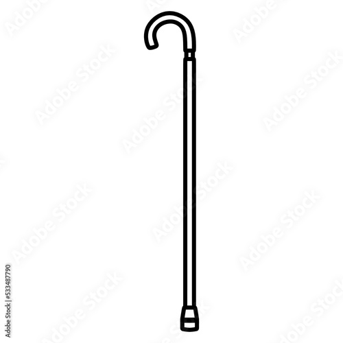 Flat cane line icon for web background design. Outline stroke object and flat design style vector illustration. Vector illustration line element isolated white.