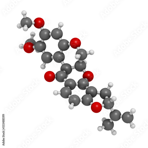 Rotenone broad-spectrum insecticide molecule. Also linked to development of Parkinson's disease.