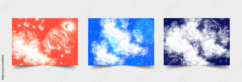 Sky and stars background. Rainbow pastel space background.