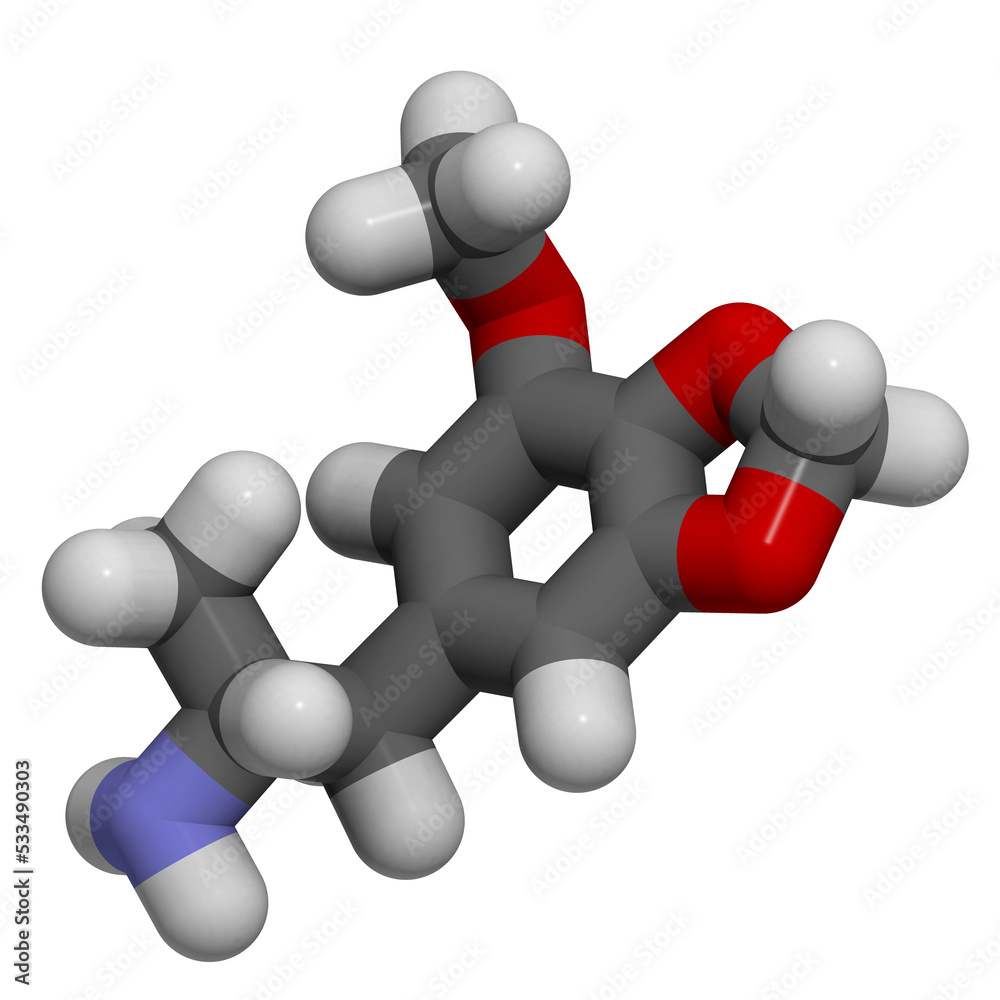 MDMA (XTC, E, ecstasy) party drug molecule. Full chemical name is 3,4-methylenedioxymethamphetamine. MDMA (XTC, E, ecstasy) party drug molecule. Full chemical name is 3,4-methylenedioxymethamphetamine.