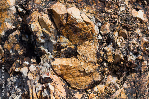 Close up view of volcanic rock by Aegean sea captured near Ayvalik town in Turkey.