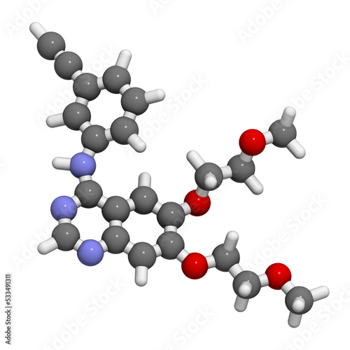Erlotinib cancer drug, chemical structure.