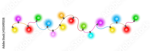 Vector illustration of chains of multicolored lights.
Free space for your design.
